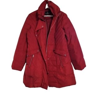 LONDON Fog Women's Diamond Quilted Down Winter Coat Size Medium in Re